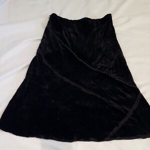 J. Jill Black Velvet Midi Skirt Silk Blend NWT Classic Elegant
